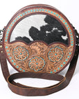 OHLAY KBG291 Canteen Hand Tooled Hair-On Genuine Leather women bag western handbag purse