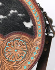 OHLAY KBG291 Canteen Hand Tooled Hair-On Genuine Leather women bag western handbag purse