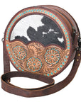 OHLAY KBG291 Canteen Hand Tooled Hair-On Genuine Leather women bag western handbag purse