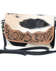 OHLAY WALLET Hand Tooled Hair-on Genuine Leather women bag western handbag purse