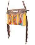 OHLAY KBG302 Clutch Hand Tooled Upcycled Wool Genuine Leather women bag western handbag purse