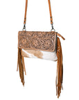 OHLAY WALLET Hand Tooled Hair-on Genuine Leather women bag western handbag purse