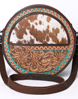 OHLAY KBG315 Canteen Hand Tooled Hair-On Genuine Leather women bag western handbag purse