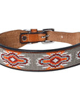 Hilason Western Style Heavy Duty Beaded American Leather Pet Dog Collar