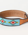 Hilason Western Style Heavy Duty Beaded American Leather Pet Dog Collar