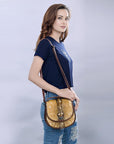 American Darling ADBG1221 Hand Tooled Hair-On Genuine Leather Women Bag Western Handbag Purse