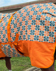 HILASON 1200D Winter Waterproof Horse Turnout Blanket Belly Wrap Floral Motif