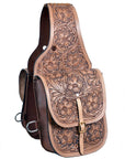 HILASON Western Horse Leather Saddle Bag Heavyduty Traditional Trail Ride Oiled Tan