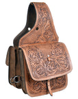HILASON Western Horse Leather Saddle Bag Heavyduty Traditional Trail Ride Oiled Tan