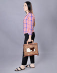 American Darling Briefcase Hand Tooled Genuine Leather Women Bag Western Handbag Purse