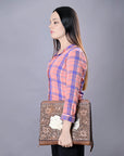 American Darling Briefcase Hand Tooled Genuine Leather Women Bag Western Handbag Purse