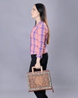 American Darling Briefcase Hand Tooled Genuine Leather Women Bag Western Handbag Purse