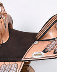 Hilason Western Horse Treeless Trail Barrel American Leather Saddle Tan