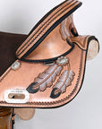 Hilason Western Horse Treeless Trail Barrel American Leather Saddle Tan