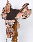 Hilason Western Horse Treeless Trail Barrel American Leather Saddle Tan