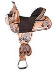 Hilason Western Horse Treeless Trail Barrel American Leather Saddle Tan