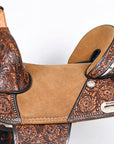 HILASON Western Horse Treeless Trail Barrel American Leather Saddle Brown