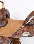 HILASON Western Horse Treeless Trail Barrel American Leather Saddle Brown