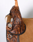 HILASON Western Horse Treeless Trail Barrel American Leather Saddle Brown