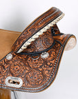HILASON Western Horse Treeless Trail Barrel American Leather Saddle Brown