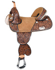 HILASON Western Horse Treeless Trail Barrel American Leather Saddle Brown