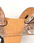 Hilason Western Horse Trail Barrel Floral Racing American Leather Saddle Tan
