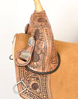 Hilason Western Horse Trail Barrel Floral Racing American Leather Saddle Tan