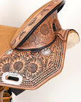 Hilason Western Horse Trail Barrel Floral Racing American Leather Saddle Tan
