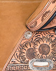 Hilason Western Horse Trail Barrel Floral Racing American Leather Saddle Tan