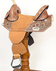 Hilason Western Horse Trail Barrel Floral Racing American Leather Saddle Tan