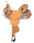 Hilason Western Horse Trail Barrel Floral Racing American Leather Saddle Tan