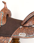 Hilason Western Horse Trail Barrel Racing American Leather Saddle Brown