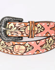 American Darling ADBLF213-L Beautifully Hand Tooled Genuine American Leather Belt Men and Women