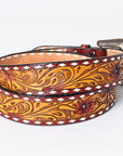 American Darling ADBLF164-L Beautifully Hand Tooled Genuine American Leather Belt Men and Women