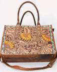 American Darling Briefcase Hand Tooled Genuine Leather Women Bag Western Handbag Purse