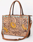 American Darling Briefcase Hand Tooled Genuine Leather Women Bag Western Handbag Purse