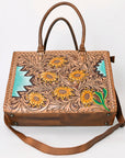 American Darling Briefcase Hand Tooled Genuine Leather Women Bag Western Handbag Purse