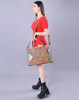 American Darling Briefcase Hand Tooled Genuine Leather Women Bag Western Handbag Purse