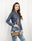 American Darling Hand Tooled Hair On Genuine Leather women bag western handbag purse