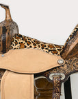 HILASON Western Horse Flex Tree Floral Trail Barrel Racing Genuine American Leather Saddle