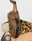 HILASON Western Horse Flex Tree Floral Trail Barrel Racing Genuine American Leather Saddle