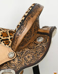 HILASON Western Horse Flex Tree Floral Trail Barrel Racing Genuine American Leather Saddle