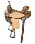 HILASON Western Horse Flex Tree Floral Trail Barrel Racing Genuine American Leather Saddle