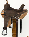 HILASON Western Horse Flex Tree Floral Trail Barrel Racing Genuine American Leather Saddle