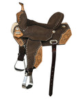 HILASON Western Horse Flex Tree Floral Trail Barrel Racing Genuine American Leather Saddle