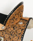 HILASON Western Horse Flex Tree Floral Trail Barrel Racing Genuine American Leather Saddle