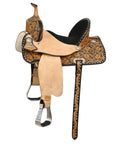 HILASON Western Horse Flex Tree Floral Trail Barrel Racing Genuine American Leather Saddle