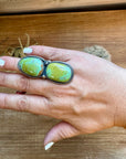 2 Stone - adjustable kingman turquoise ring and sterling silver