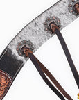 Hilason Horse Hand Carved American Hair On Leather Breast Collar Headstall Brown