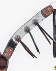 Hilason Horse Hand Carved American Hair On Leather Breast Collar Headstall Brown
